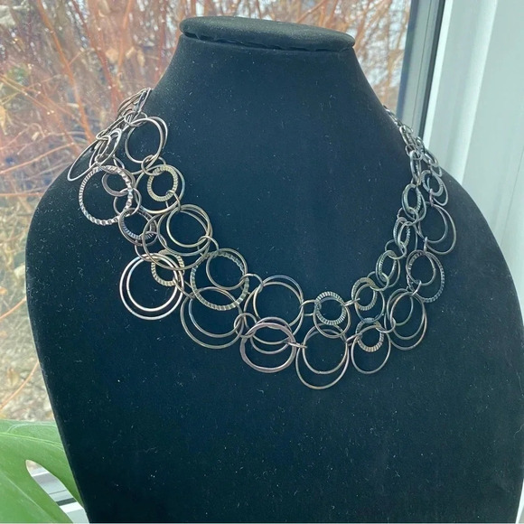 Modernist Circle Hoop Black and Bronze Necklace Layer Necklace - Picture 6 of 8